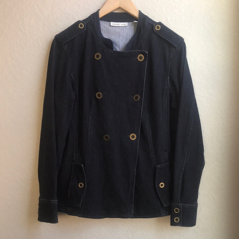 Coldwater Creek Denim Double-Breasted Military Style Jacket